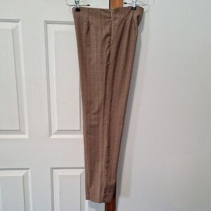 Basic Editions Women's Brown Checkered Dress Pants